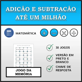 Jogo da memória: Adição e subtração até um milhão
