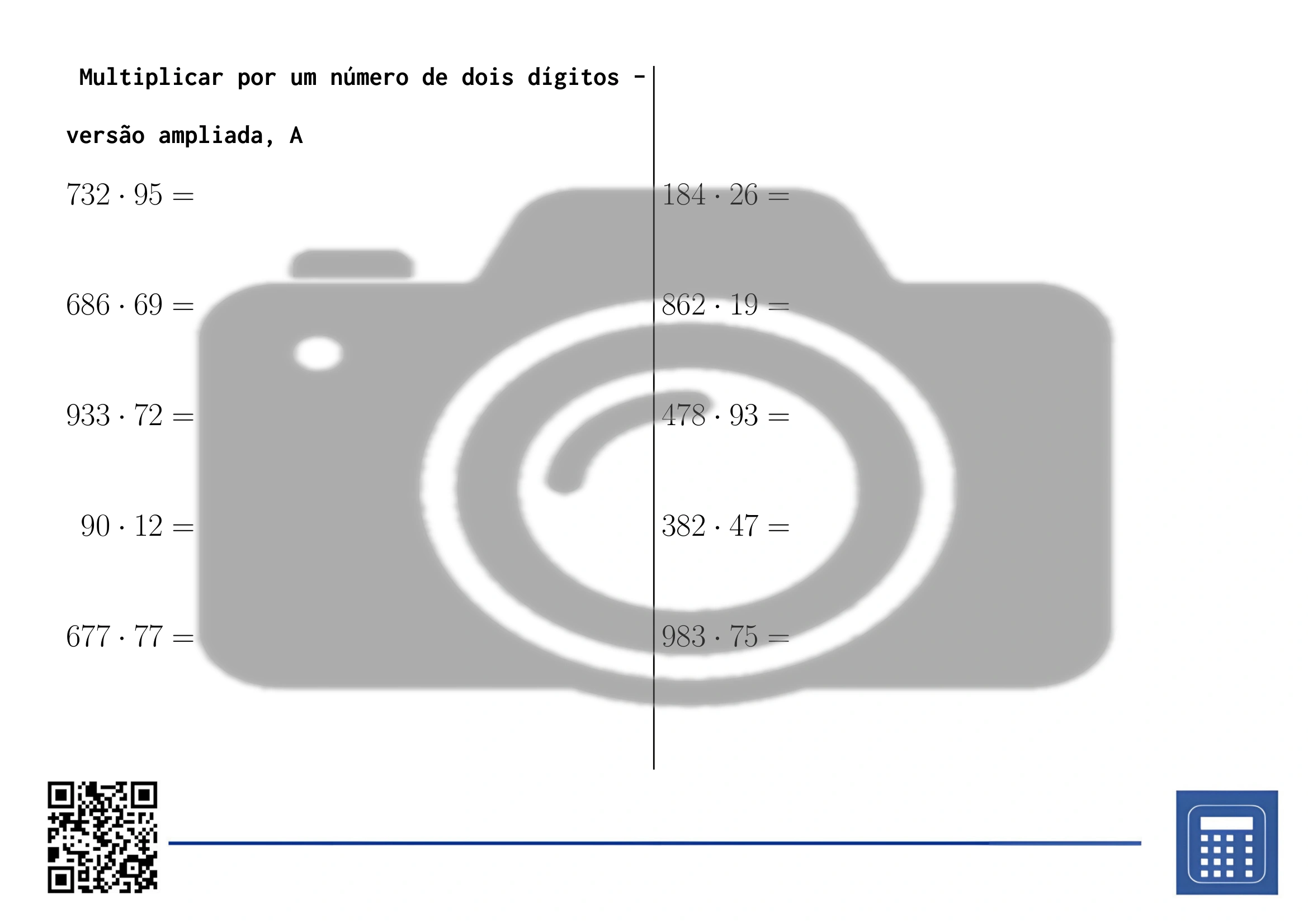 Folha de trabalho: Multiplicar por um número de dois dígitos - Image 3