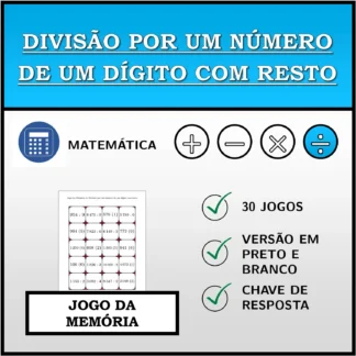 Jogo da memória: Divisão por um número de um dígito com resto