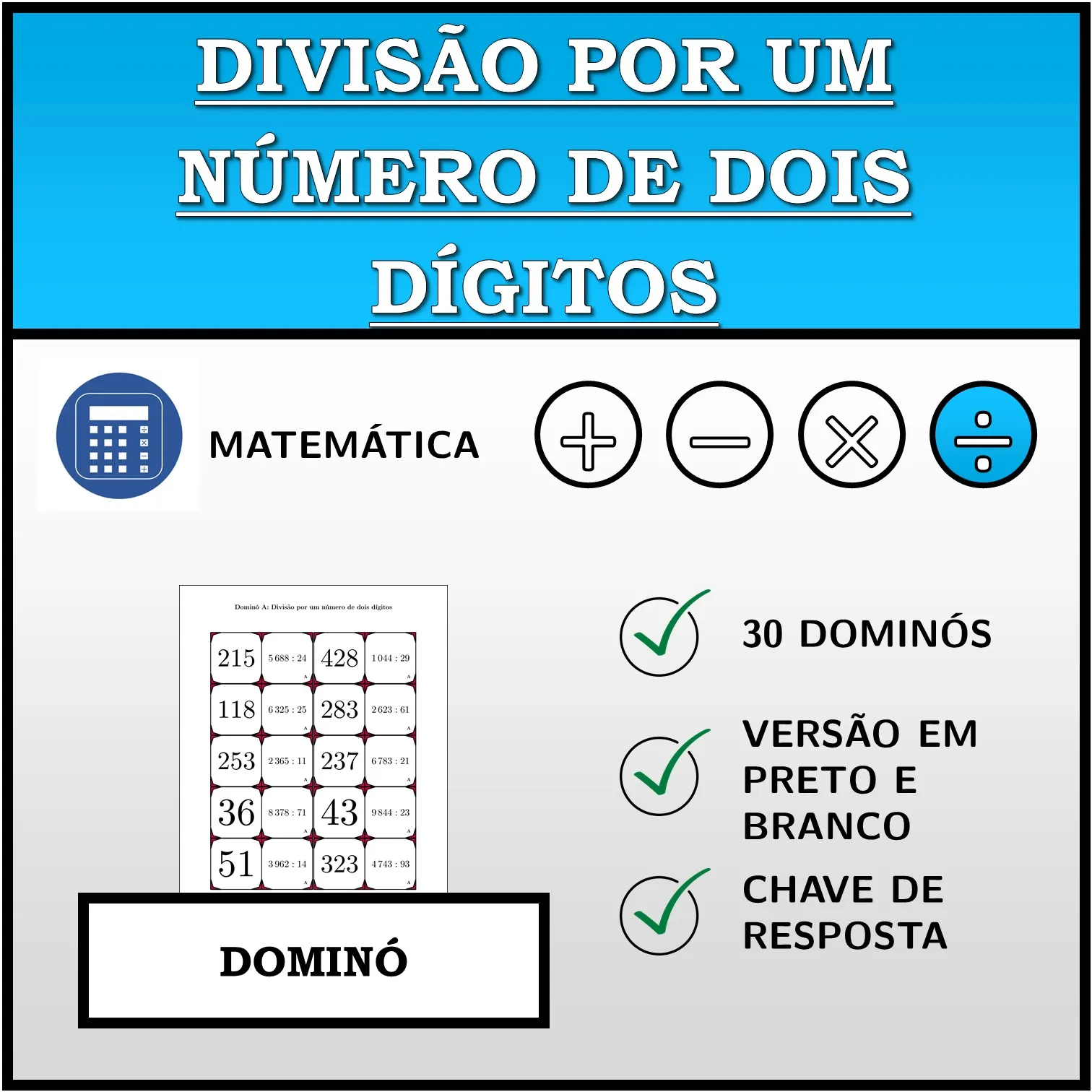 Dominó: Divisão por um número de dois dígitos