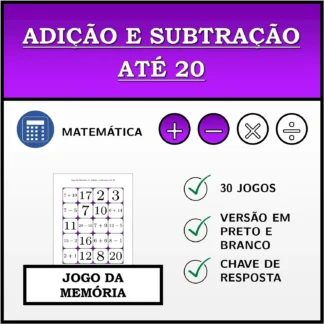 Jogo da memória: Adição e subtração até 20
