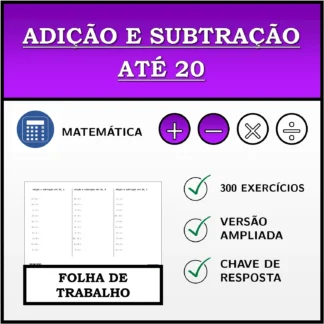 Folha de trabalho: Adição e subtração até 20