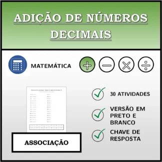 Exercício de associação: Adição de números decimais