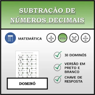 Dominó: Subtração de números decimais