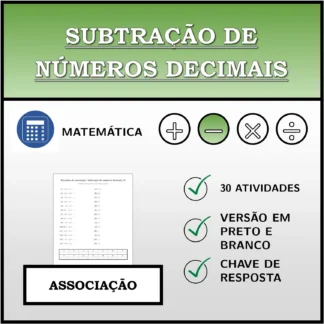 Exercício de associação: Subtração de números decimais