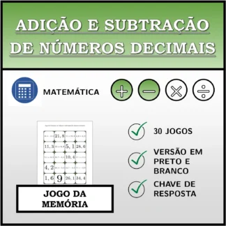 Jogo da memória: Adição e subtração de números decimais