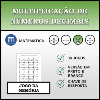 Jogo da memória: Multiplicação de números decimais
