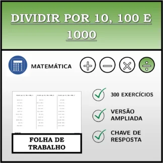 Folha de trabalho: Dividir por 10, 100 e 1000