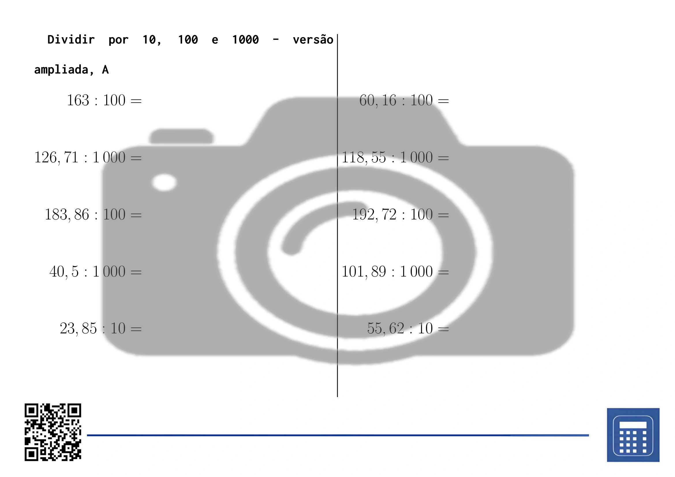 Folha de trabalho: Dividir por 10, 100 e 1000 - Image 3