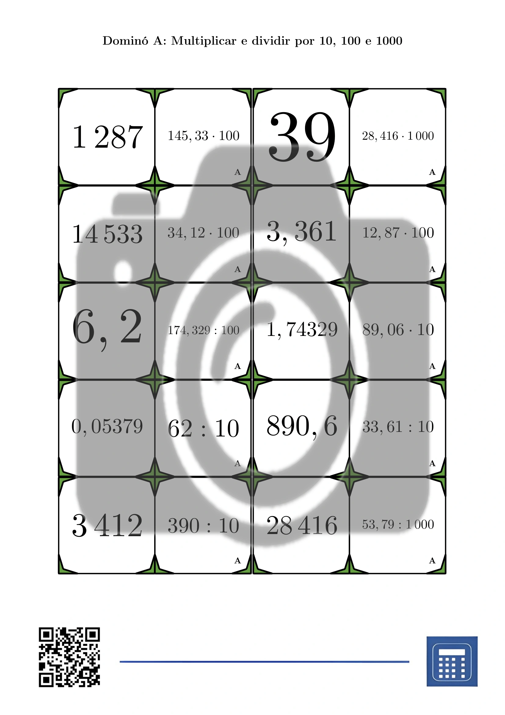 Dominó: Multiplicar e dividir por 10, 100 e 1000 - Image 2