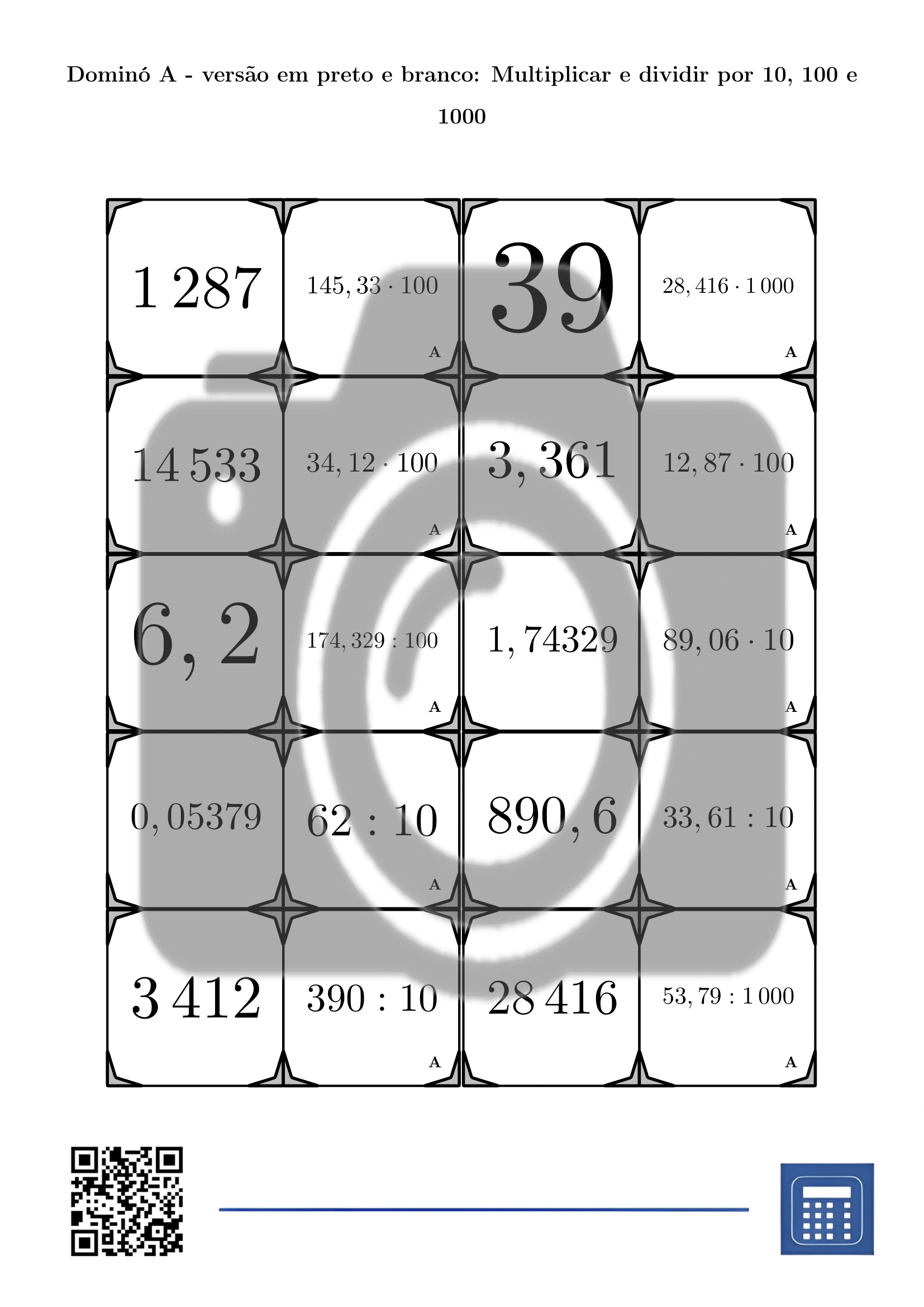 Dominó: Multiplicar e dividir por 10, 100 e 1000 - Image 3