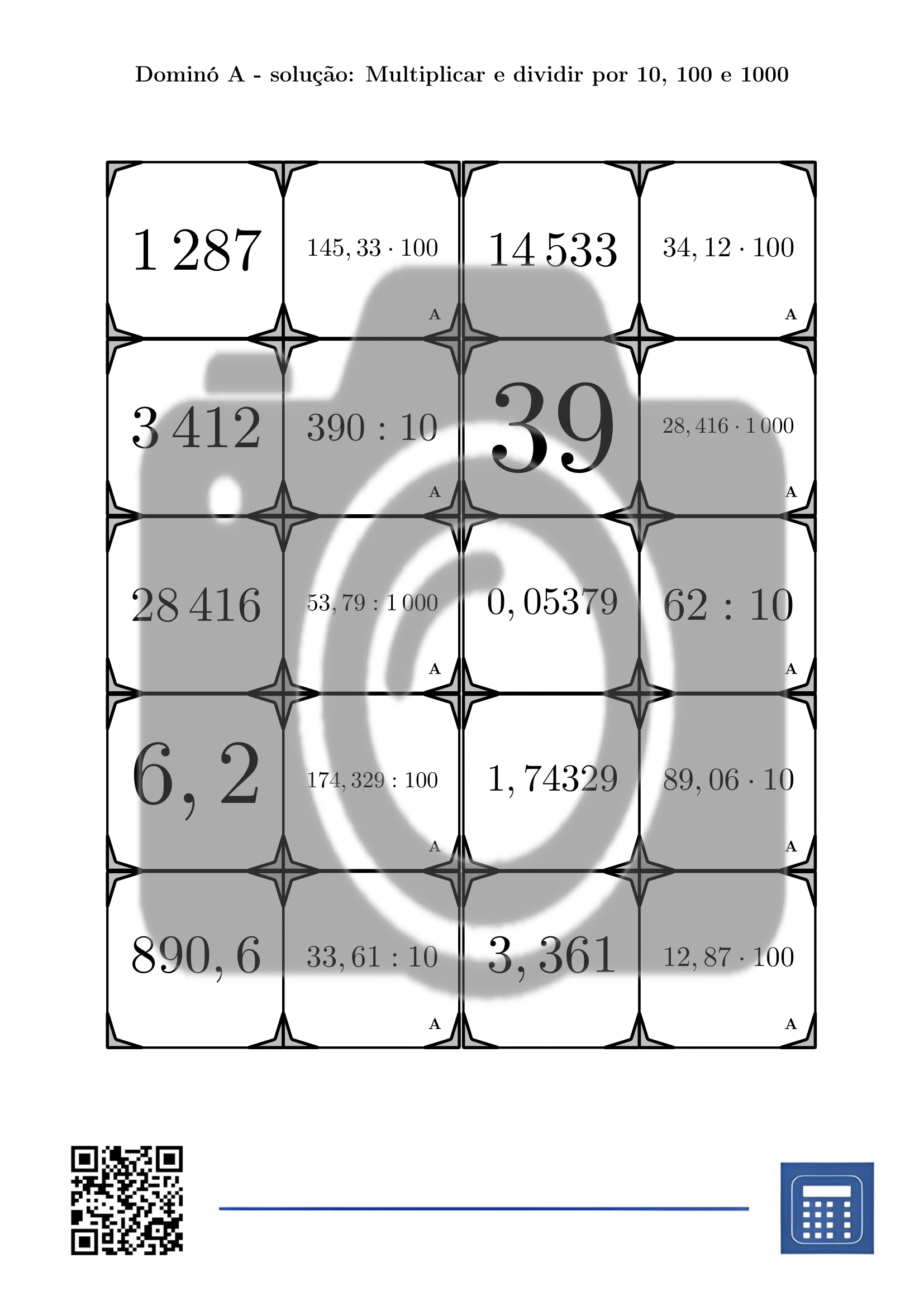 Dominó: Multiplicar e dividir por 10, 100 e 1000 - Image 4