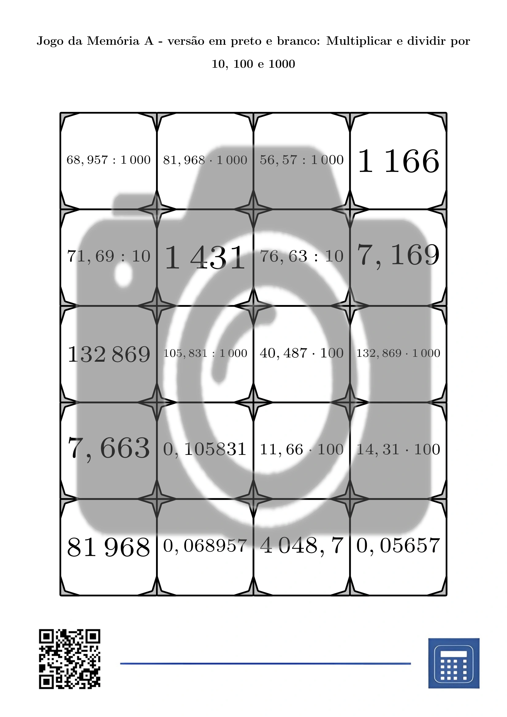 Jogo da memória: Multiplicar e dividir por 10, 100 e 1000 - Image 3