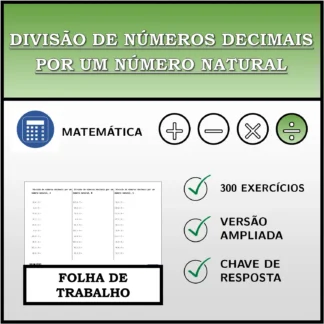 Folha de trabalho: Divisão de números decimais por um número natural
