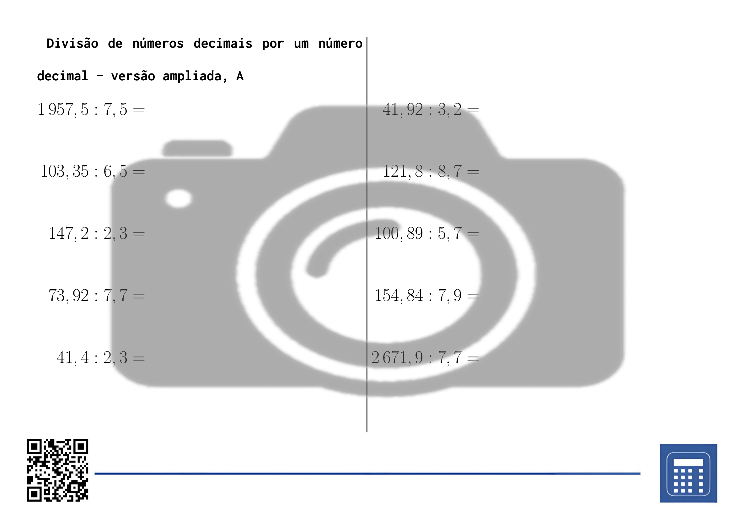 Folha de trabalho: Divisão de números decimais por um número decimal - Image 3