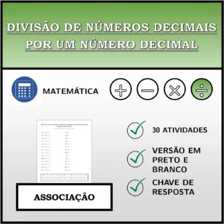 Exercício de associação: Divisão de números decimais por um número decimal