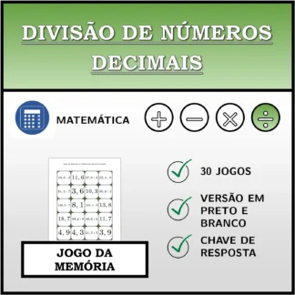 Jogo da memória: Divisão de números decimais