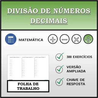 Folha de trabalho: Divisão de números decimais
