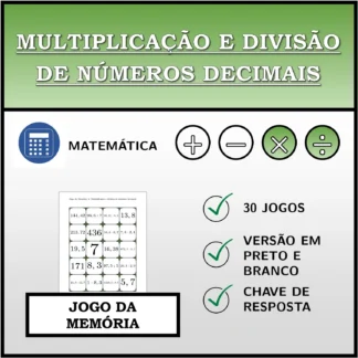 Jogo da memória: Multiplicação e divisão de números decimais