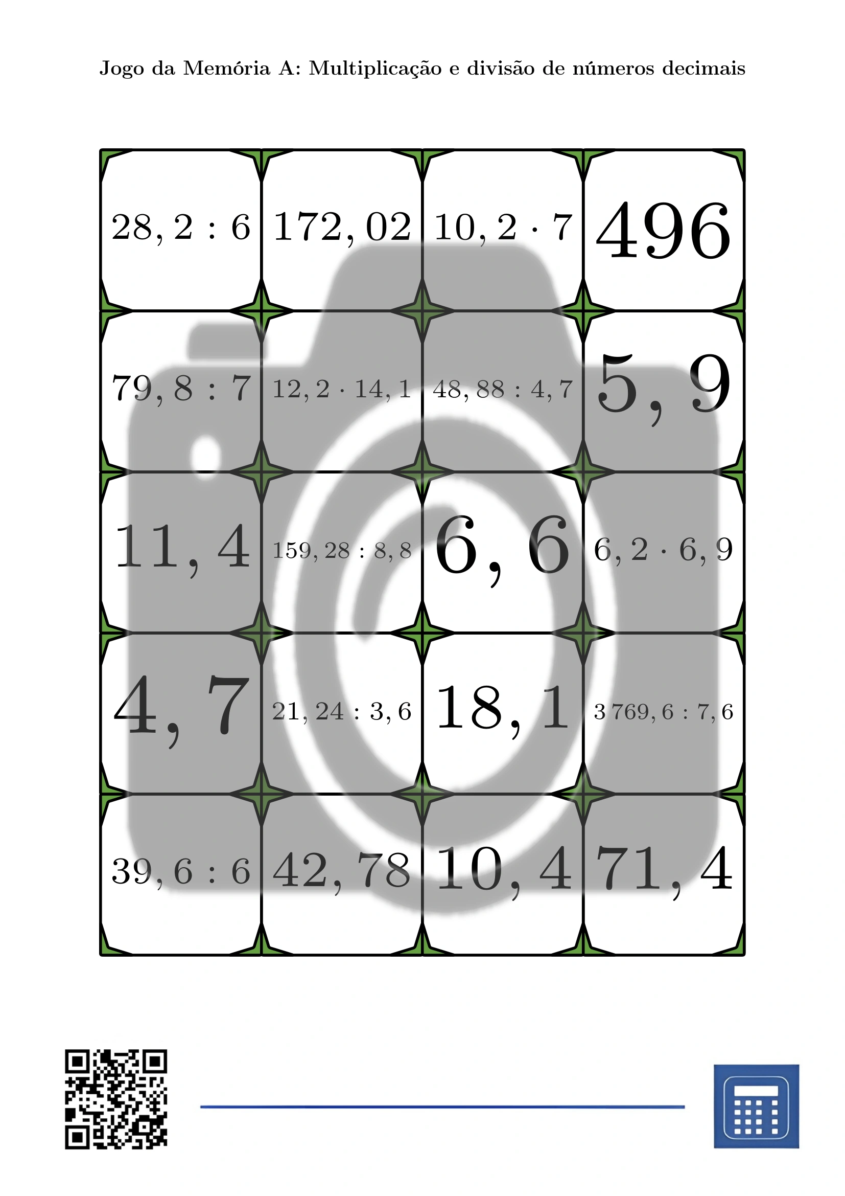 Jogo da memória: Multiplicação e divisão de números decimais - Image 2