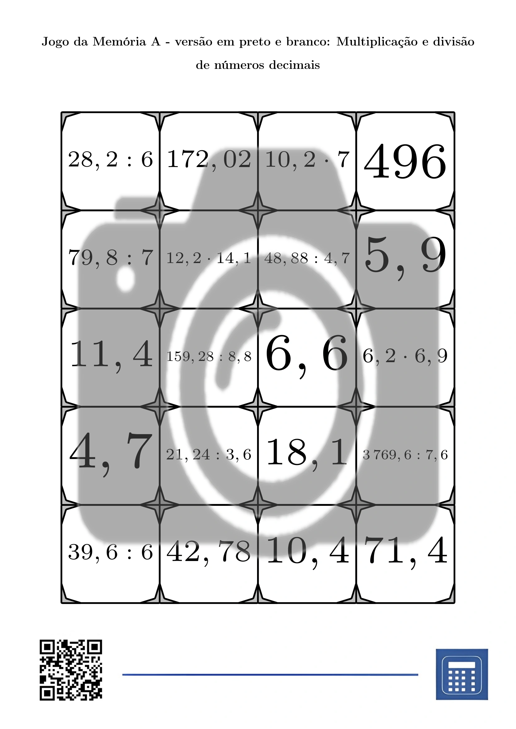 Jogo da memória: Multiplicação e divisão de números decimais - Image 3