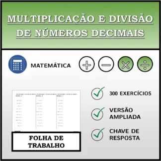 Folha de trabalho: Multiplicação e divisão de números decimais
