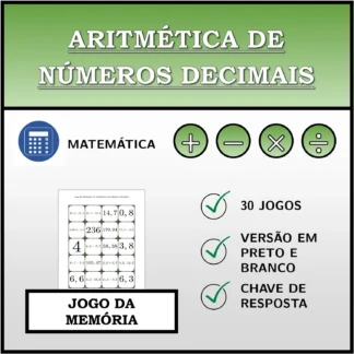 Jogo da memória: Aritmética de números decimais