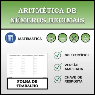 Folha de trabalho: Aritmética de números decimais