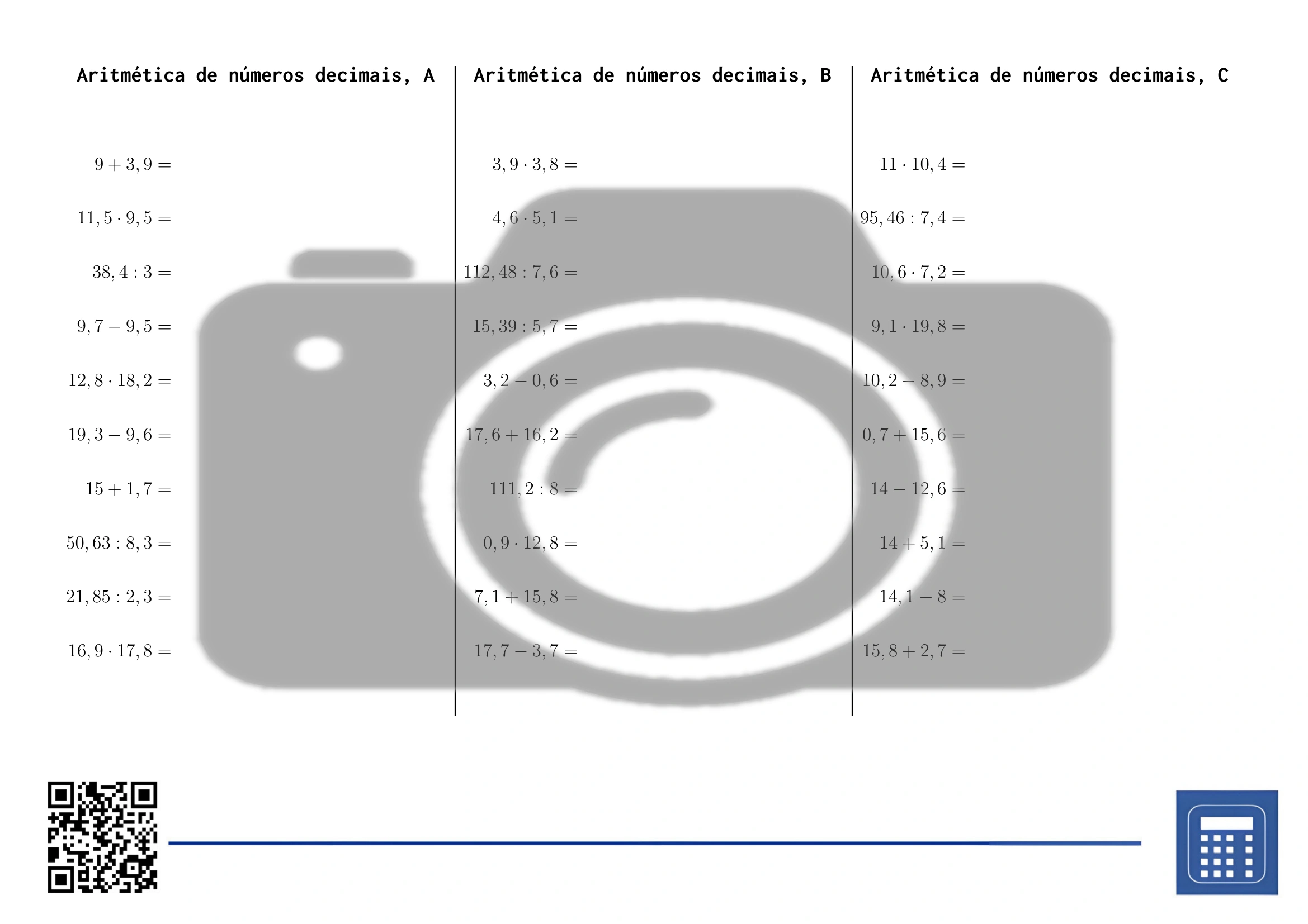 Folha de trabalho: Aritmética de números decimais - Image 2