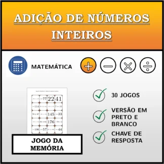 Jogo da memória: Adição de números inteiros