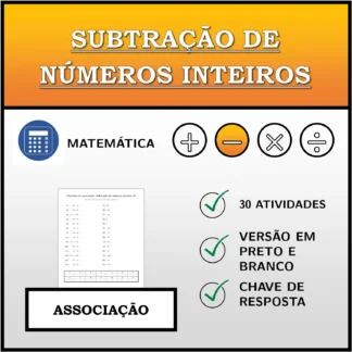 Exercício de associação: Subtração de números inteiros