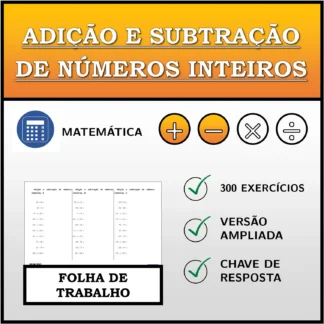 Folha de trabalho: Adição e subtração de números inteiros
