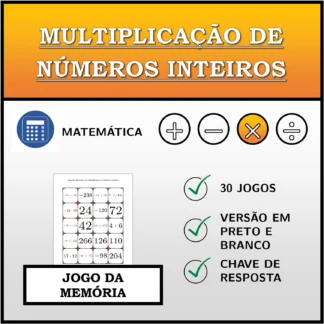 Jogo da memória: Multiplicação de números inteiros