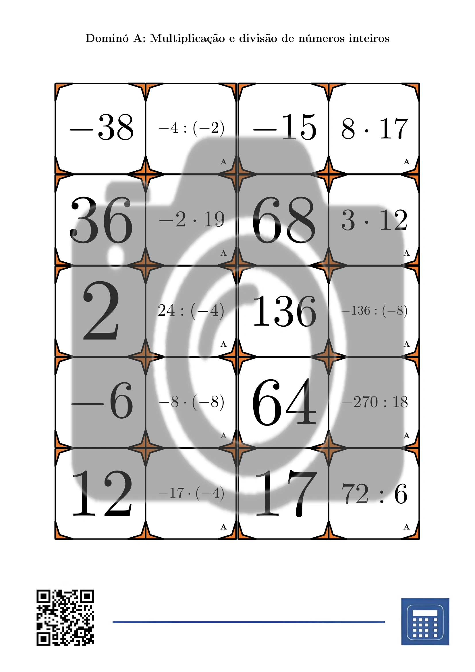 Dominó: Multiplicação e divisão de números inteiros - Image 2