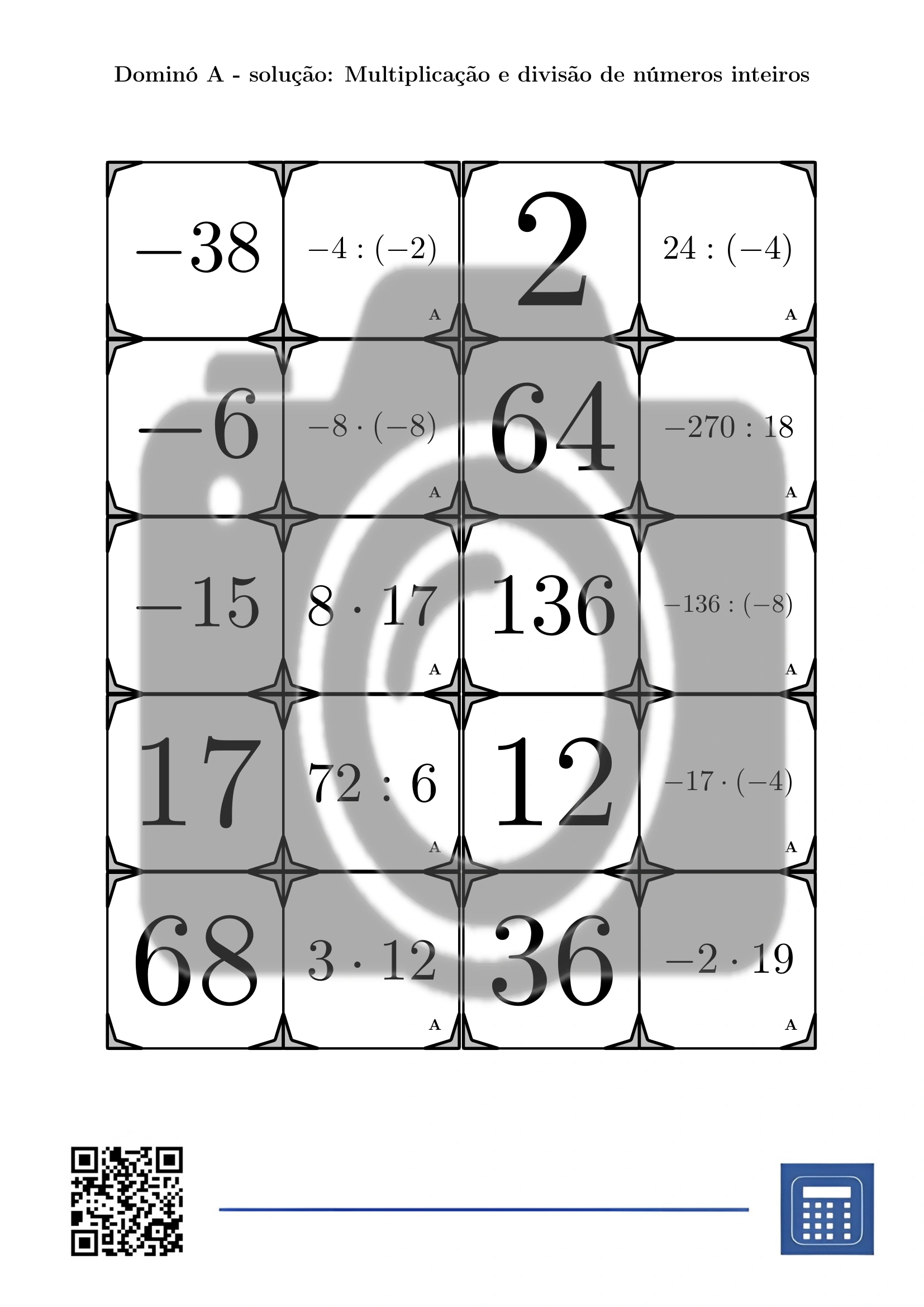 Dominó: Multiplicação e divisão de números inteiros - Image 4
