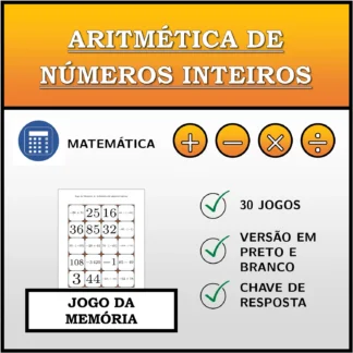 Jogo da memória: Aritmética de números inteiros