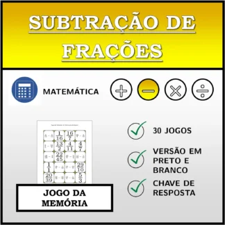 Jogo da memória: Subtração de frações