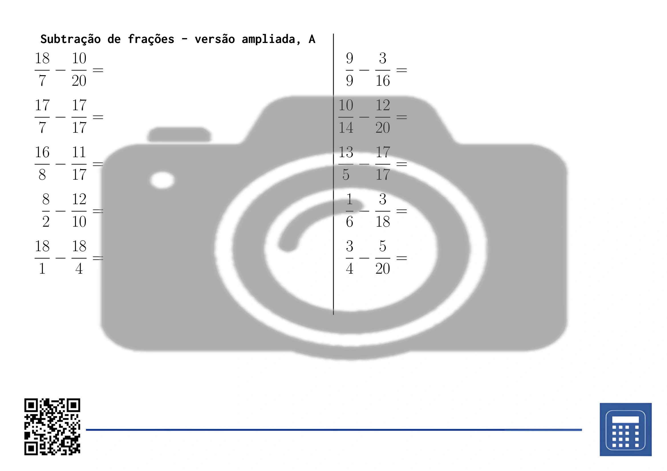Folha de trabalho: Subtração de frações - Image 3