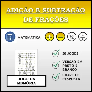 Jogo da memória: Adição e subtração de frações
