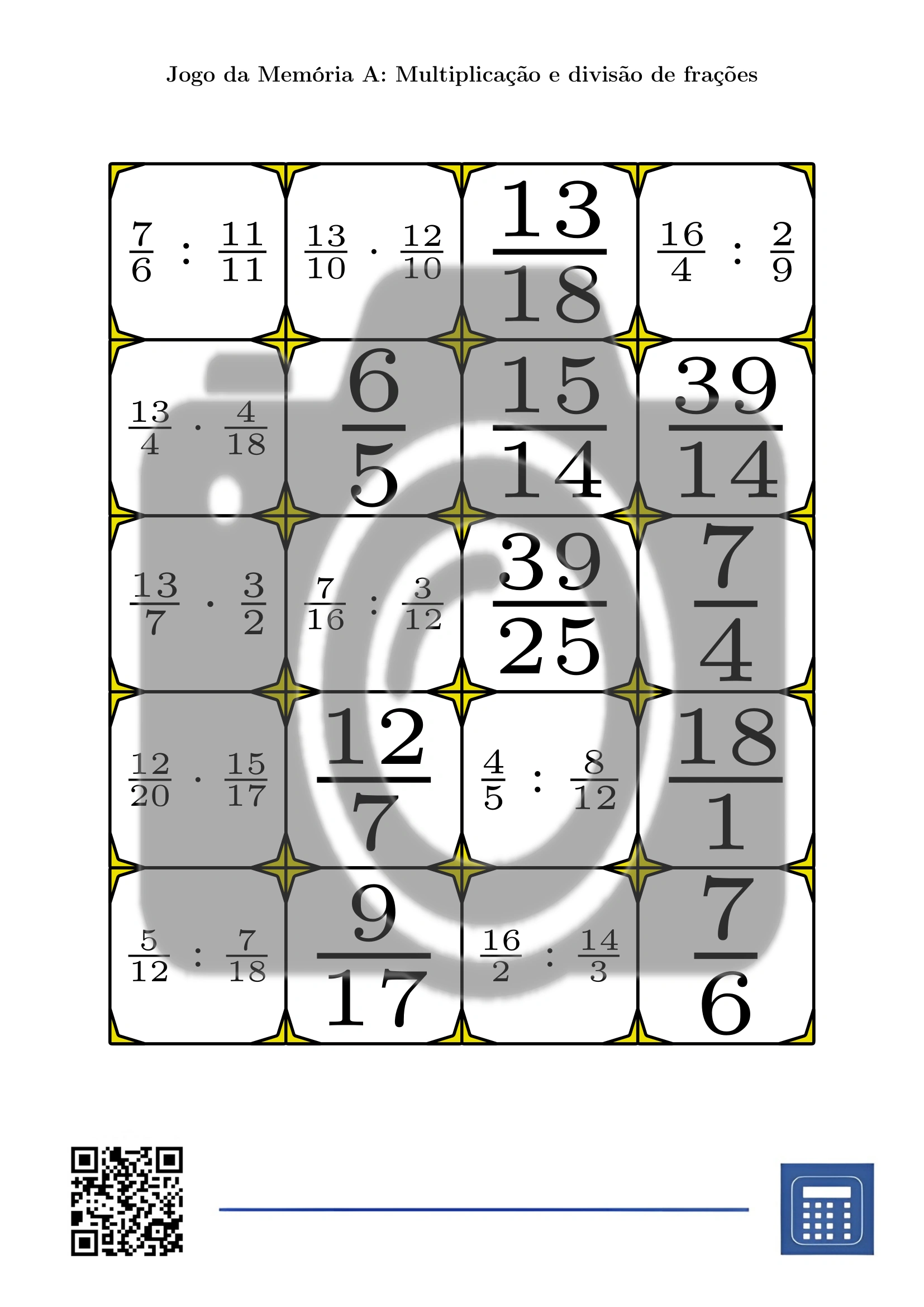 Jogo da memória: Multiplicação e divisão de frações - Image 2