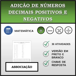 Exercício de associação: Adição de números decimais positivos e negativos