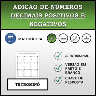 Tetromino: Adição de números decimais positivos e negativos