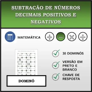 Dominó: Subtração de números decimais positivos e negativos