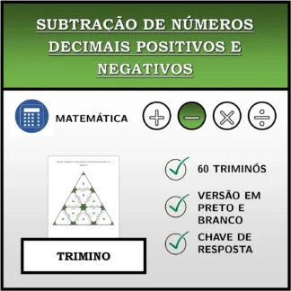 Trimino: Subtração de números decimais positivos e negativos