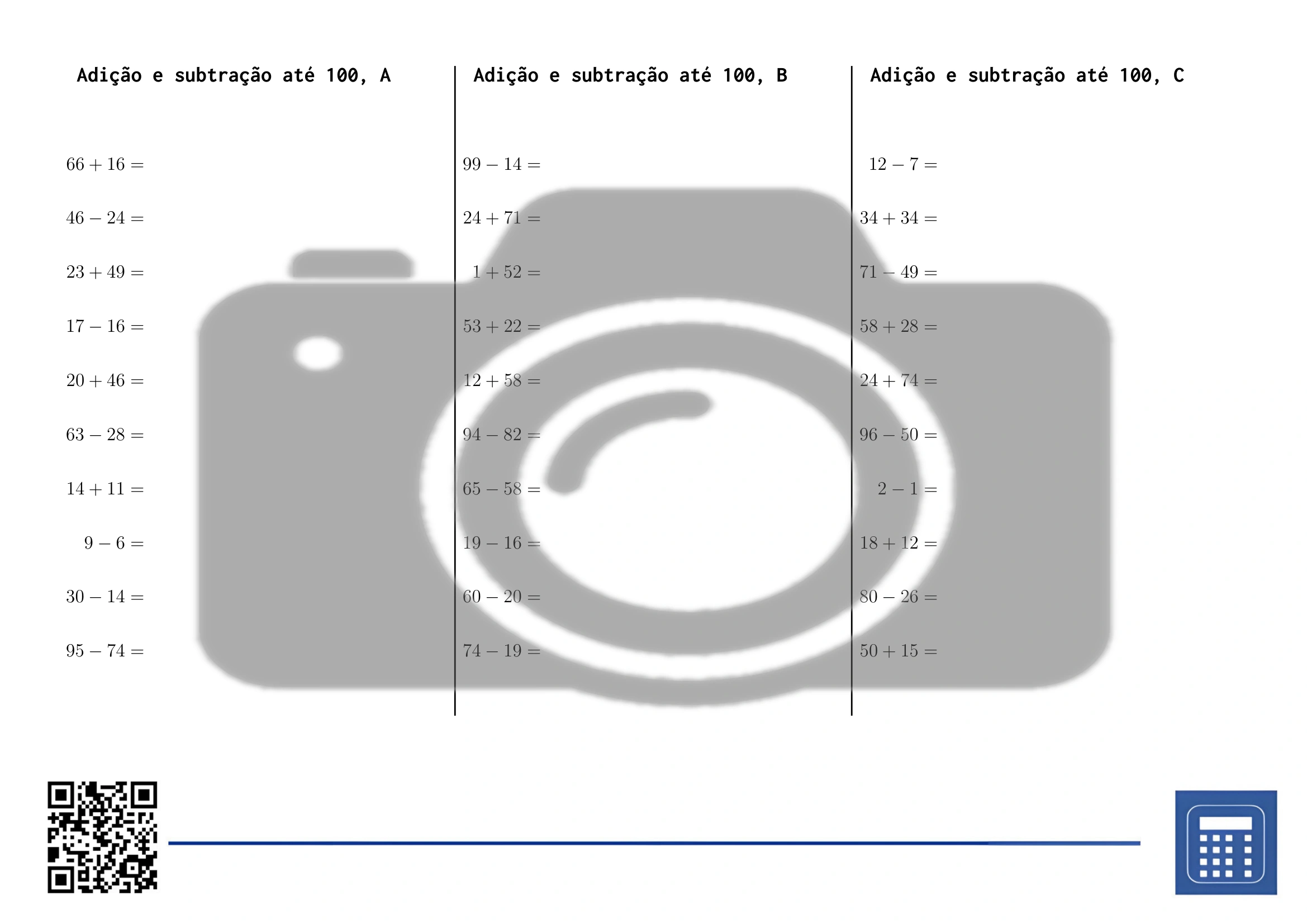 Folha de trabalho: Adição e subtração até 100 - Image 2