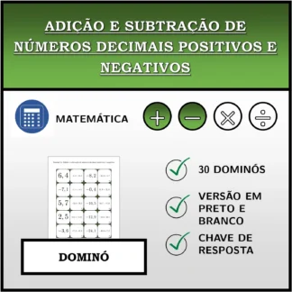 Dominó: Adição e subtração de números decimais positivos e negativos