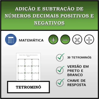 Tetromino: Adição e subtração de números decimais positivos e negativos