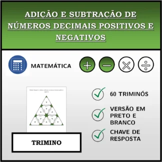 Trimino: Adição e subtração de números decimais positivos e negativos