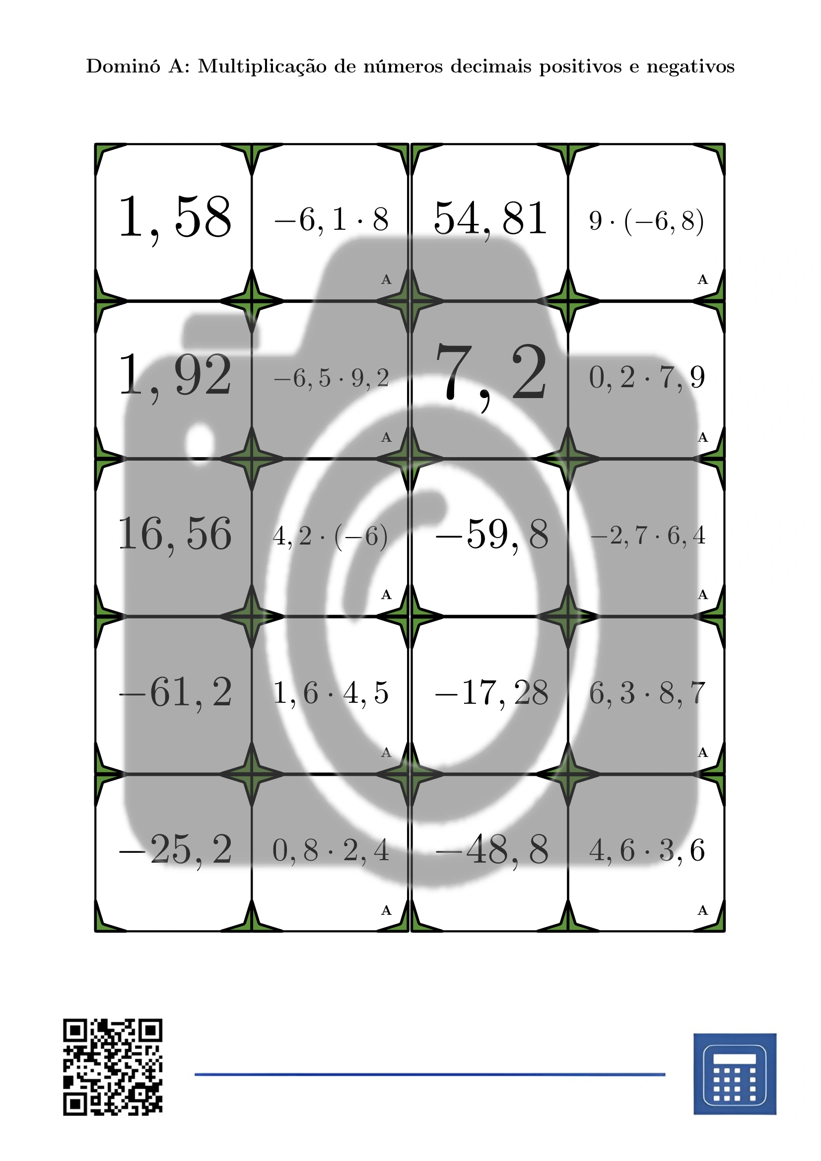 Dominó: Multiplicação de números decimais positivos e negativos - Image 2