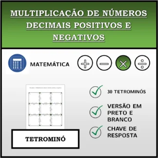 Tetromino: Multiplicação de números decimais positivos e negativos